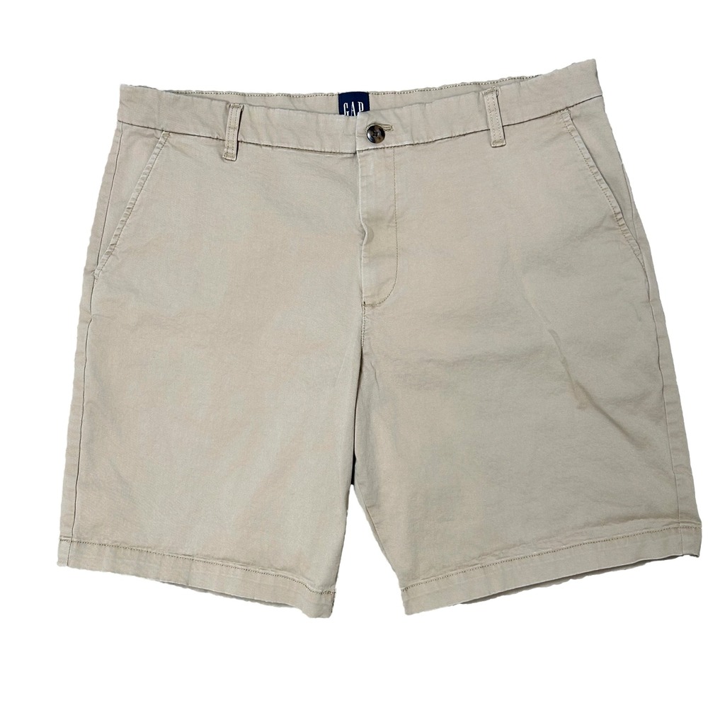 GUC Men's Gap Chino Khaki Shorts Flat Front 9" Inseam Preppy Normcore 38 Waist